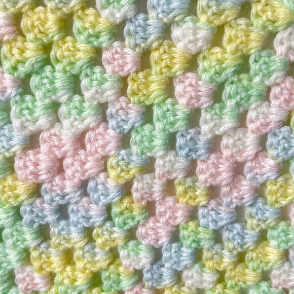 Vintage Crochet Baby Receiving Blanket Handmade 27" Square Afghan Nursery - Picture 3 of 4